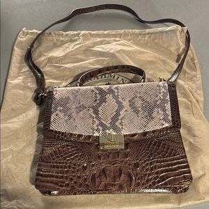 NWOT Brahmin Brown croc and metallic snakeskin shoulder bag